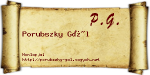 Porubszky Gál névjegykártya